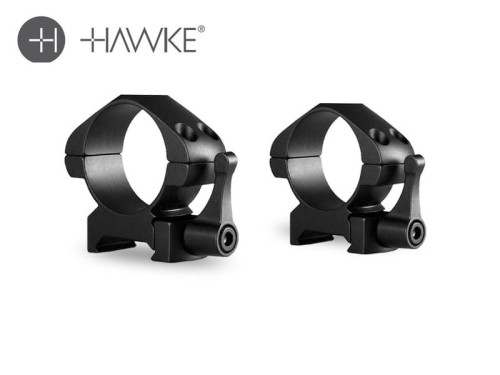 Hawke Precision Steel Ring Mounts 30mm 2 Piece Weaver Medium - Lever