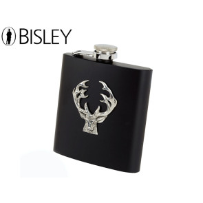 Bisley 6oz Metal Hip Flasks with Pewter Stag