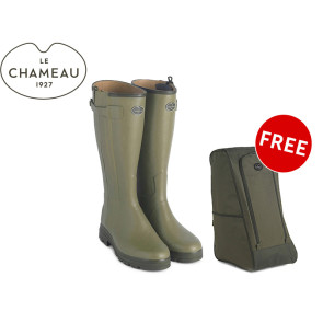 Le Chameau Women's Chasseur Leather Lined Boots-FREE Boot bag